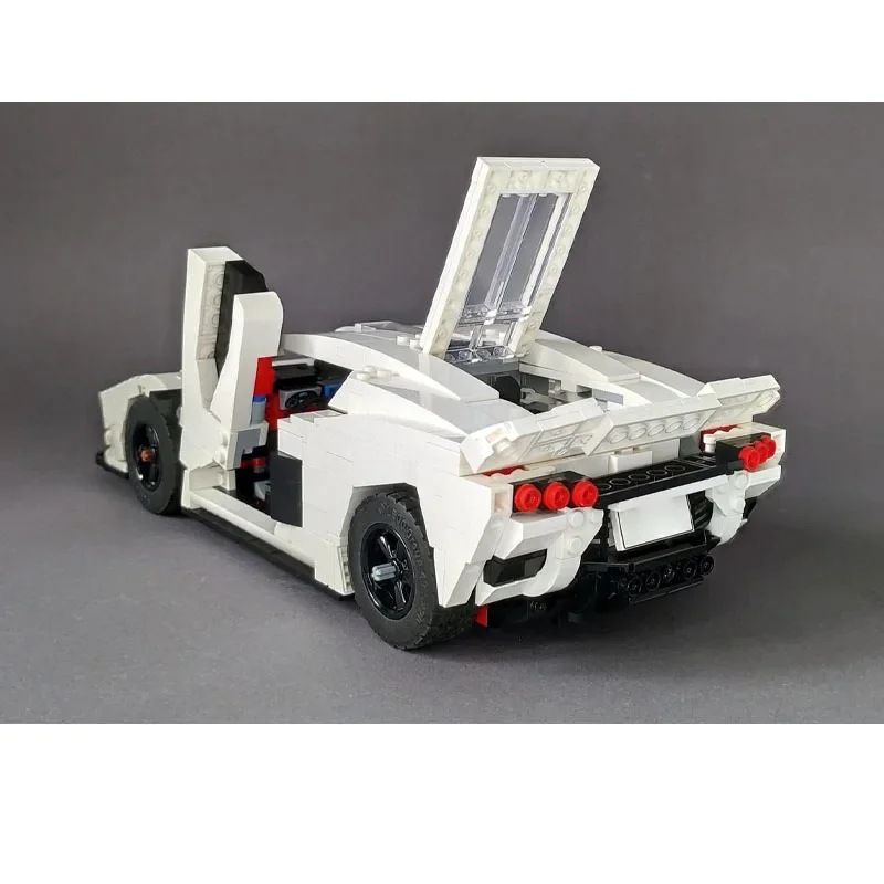 MOC- 159282   Witte Supercar LPI 800-4 Montage Splicing Bouwsteen Model 1202 Bouwsteen Onderdelen Kinderen Verjaardag Speelgoed Cadeau