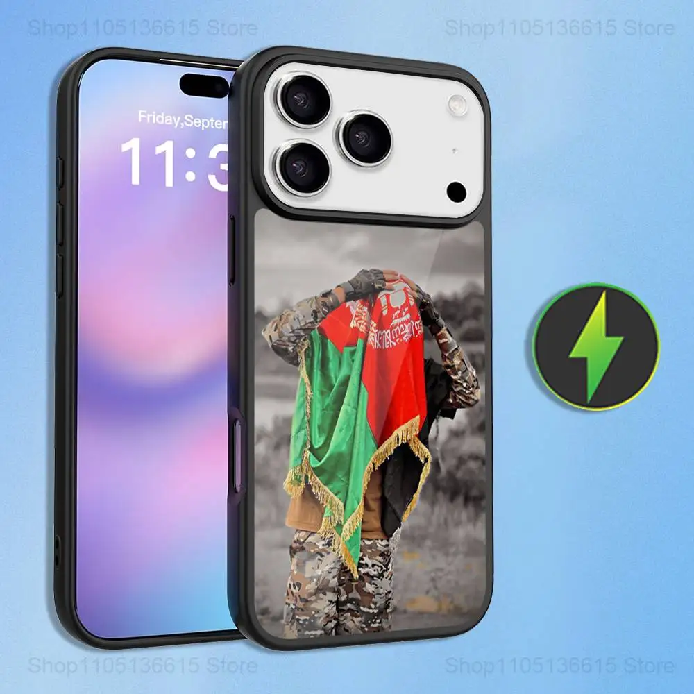 حافظة هاتف فنية بعلم أفغانستان لهواتف iPhone 16,15,17,14,13,12,11,Pro,Max,Plus,Air Mini,Magsafe,حافظة شحن لاسلكية مغناطيسية