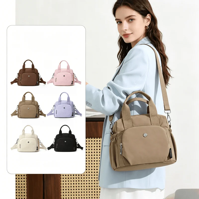 Women's Lightweight Nylon Tote Bag Crossbody Bags Travel Casual Handbag with Multiple Pockets for Travel And Work Shoulder Bags