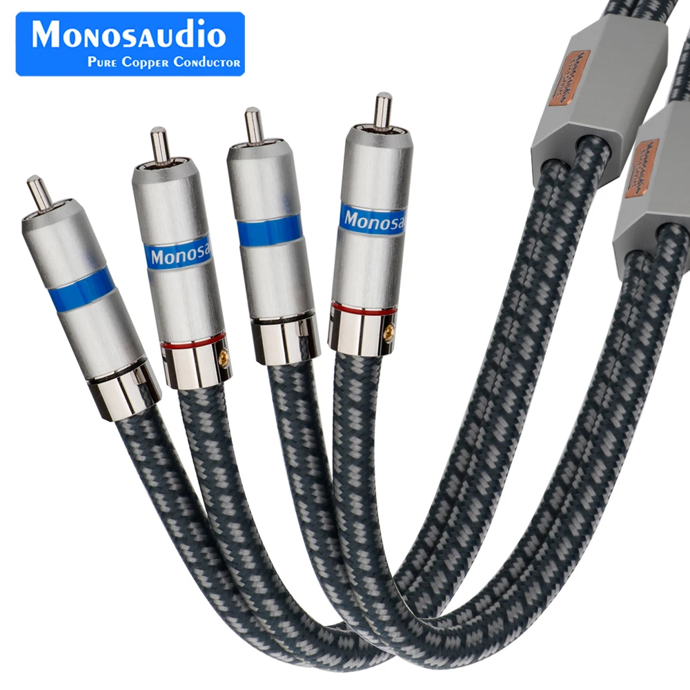 Monosaudio A202R6R 99.9998% OFC Copper Silver Plated Audio Extend Signal Cable HiFi Performance RCA Connector Interconnect Wire