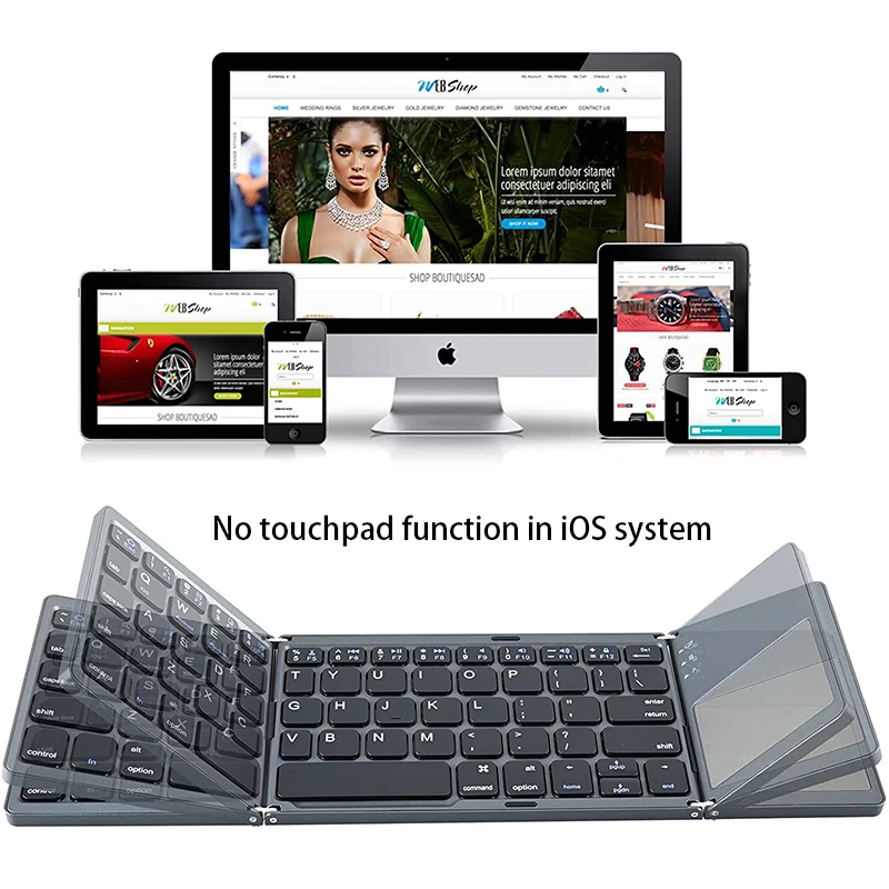 Imagem -04 - Mini Teclado Bluetooth Portátil sem Fio com Trackpad Dobrável Laptop Windows Ios Android Smartphone Tablet