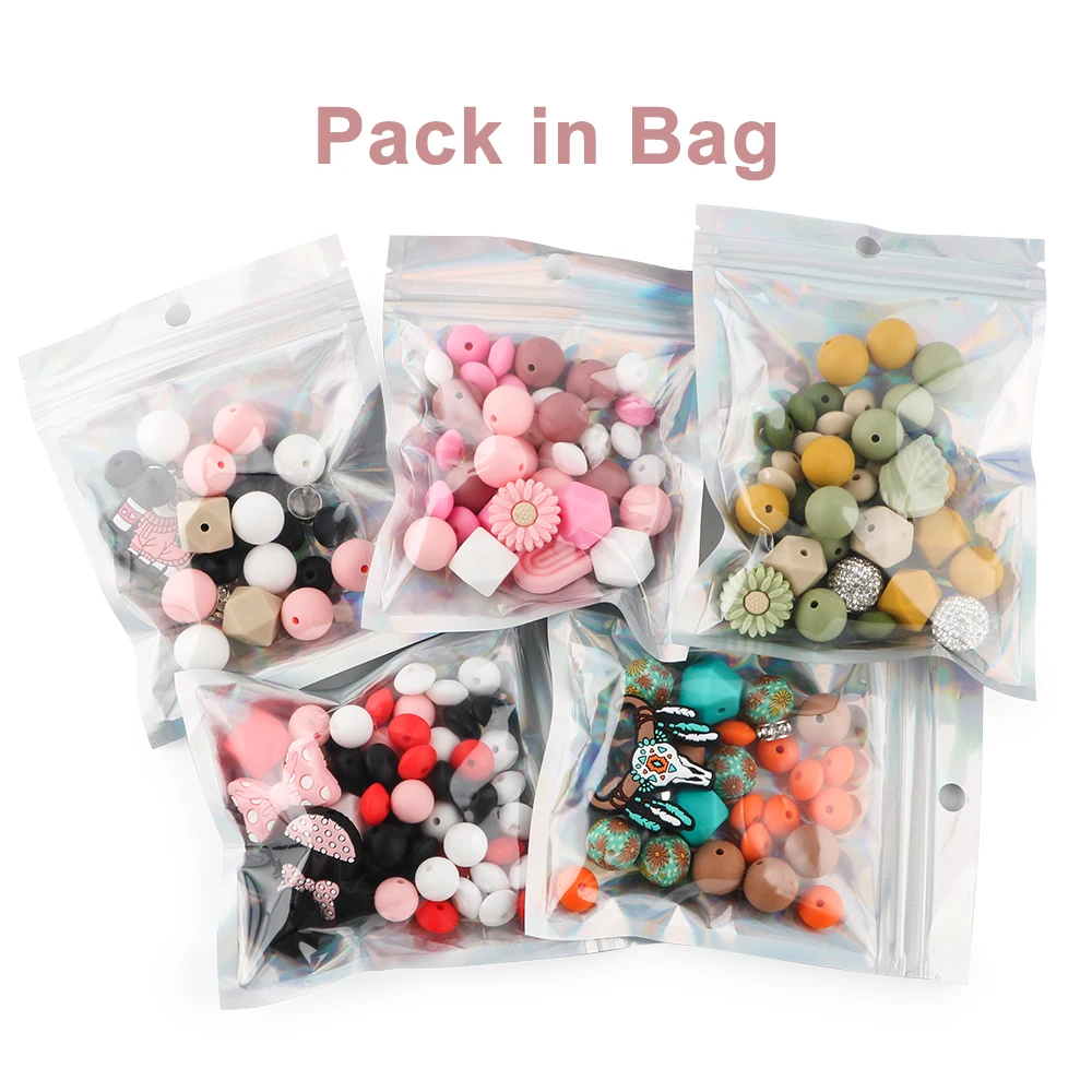 51pcs/set Silicone beads Round Lentil Beads Focus Food GradeFor Jewelry Making DIY Keychain Necklace Bracelet