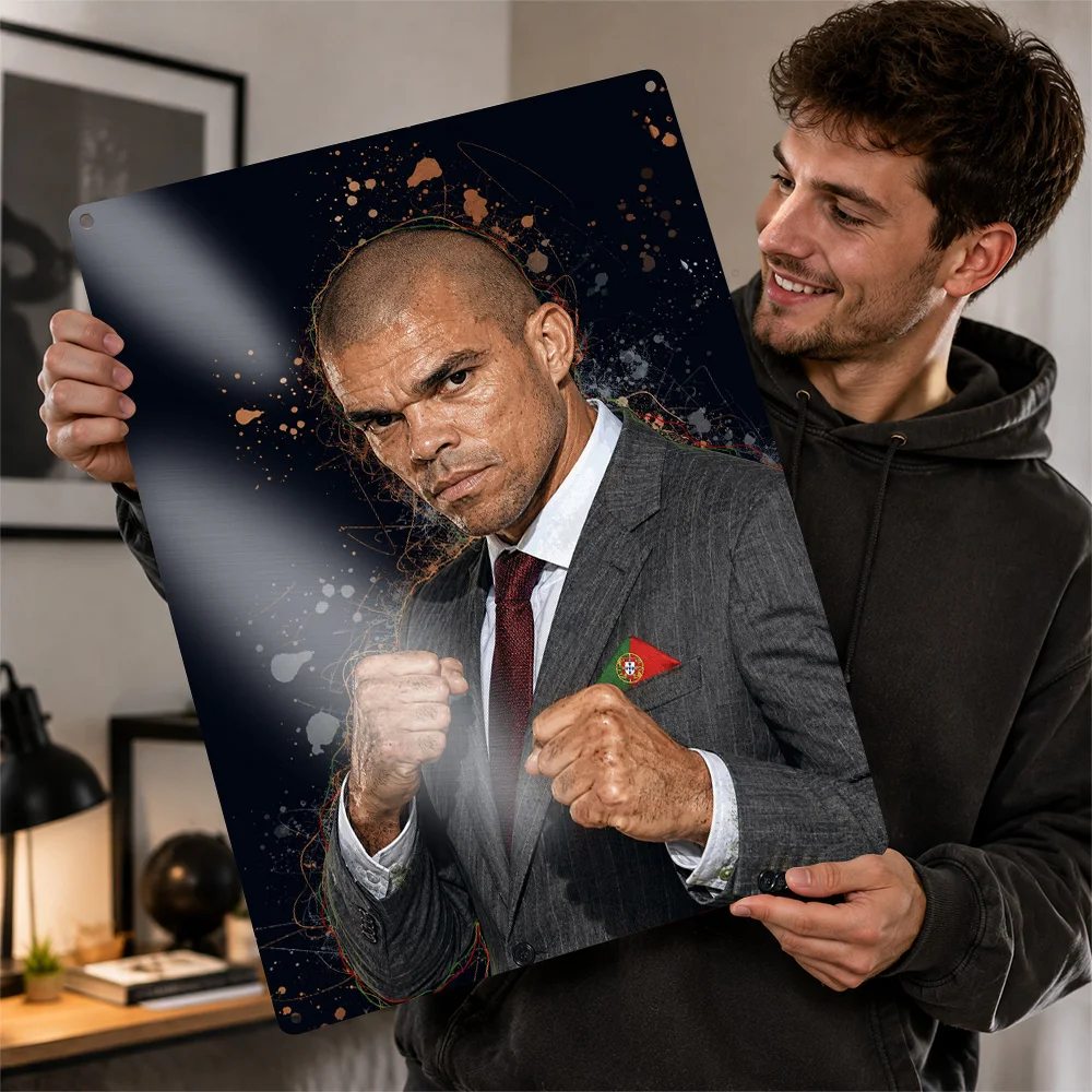 Pepe Football Aluminum Poster Customized Metal Tin Sign Career Legacy Tribute Wall Art Perfect For Loyal Supporters In Bedroom