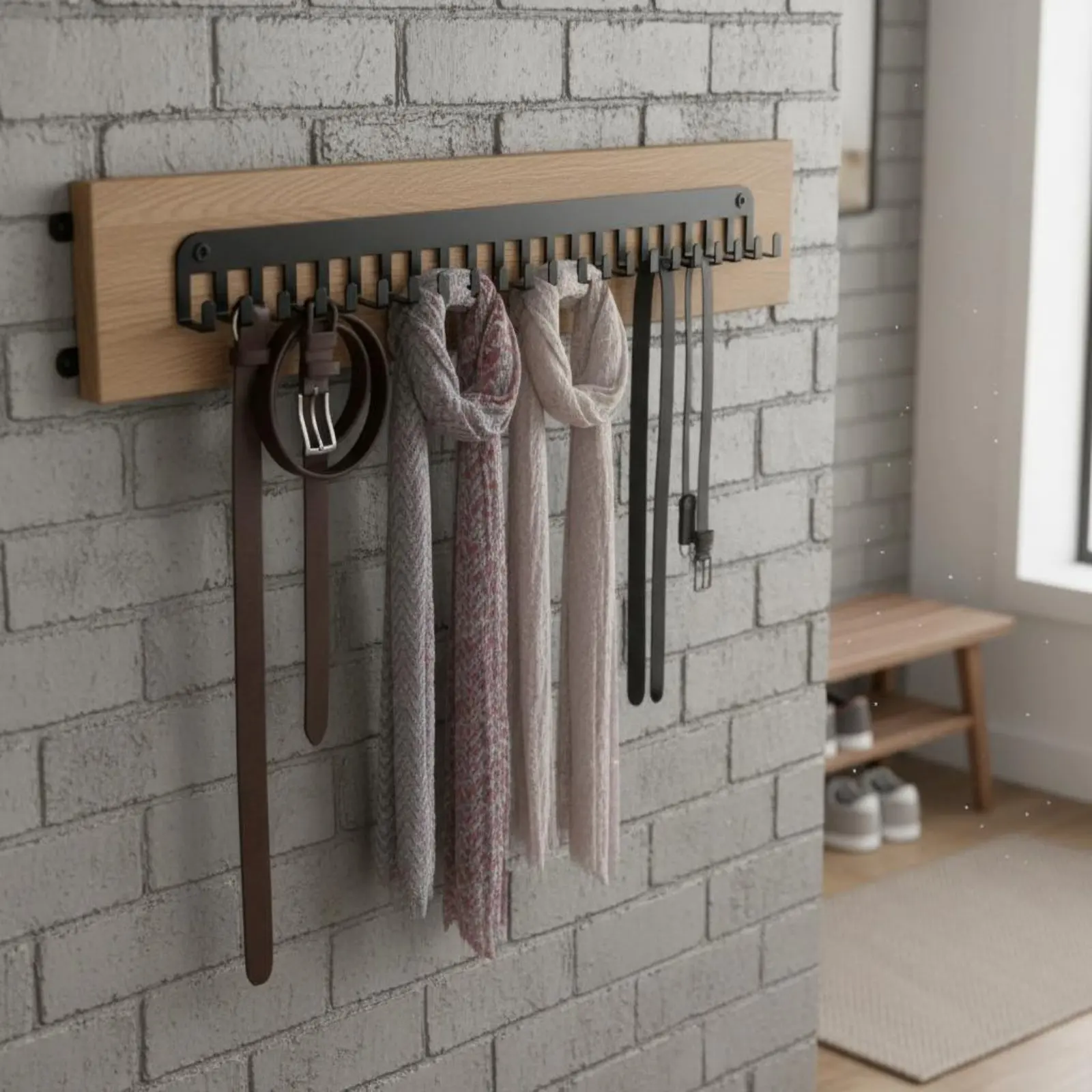 4 Pieces Medal Hanger Matte Black Scarf and Tie Rack Scarf Hanger Space Saving Ribbon Holder Modern Minimalist for Bedroom