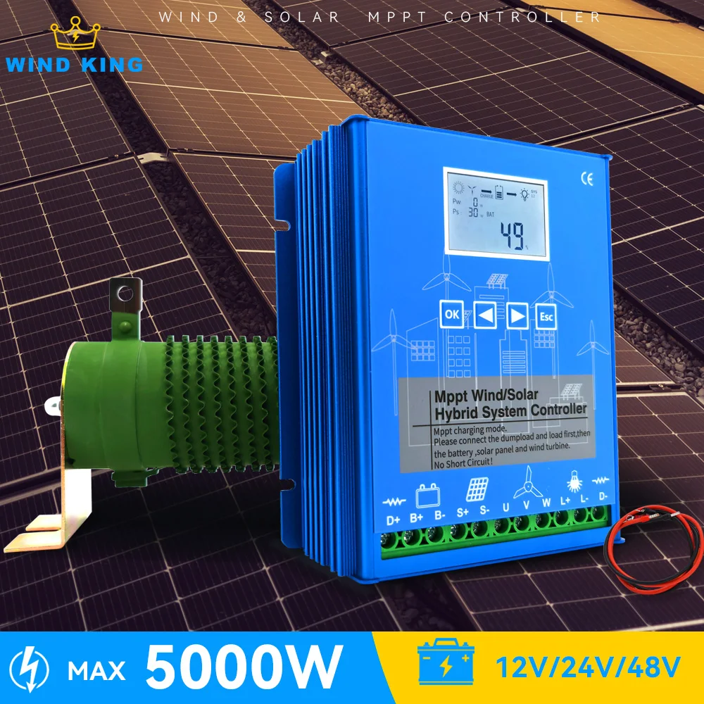 

WindKing MPPT Hybrid Charge Controller Max input 5000W Wind & Solar Hybrid System 12v 24v 48v Auto Regulate For Home Appliance