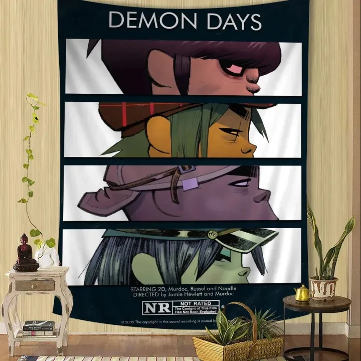 Retro Musik Gorillaz Hochwertige Anime Wandteppiche Hängende Tarot Hippie Wandteppiche Wohnheim Wandbehang