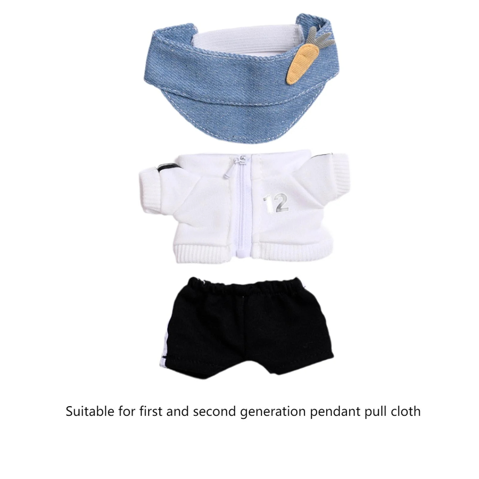 Pluche pop top en broek poppenkleding coördinatie flexibiliteit mode hands-on voor kinderen verjaardagscadeau doe-het-zelf aankleden met pet