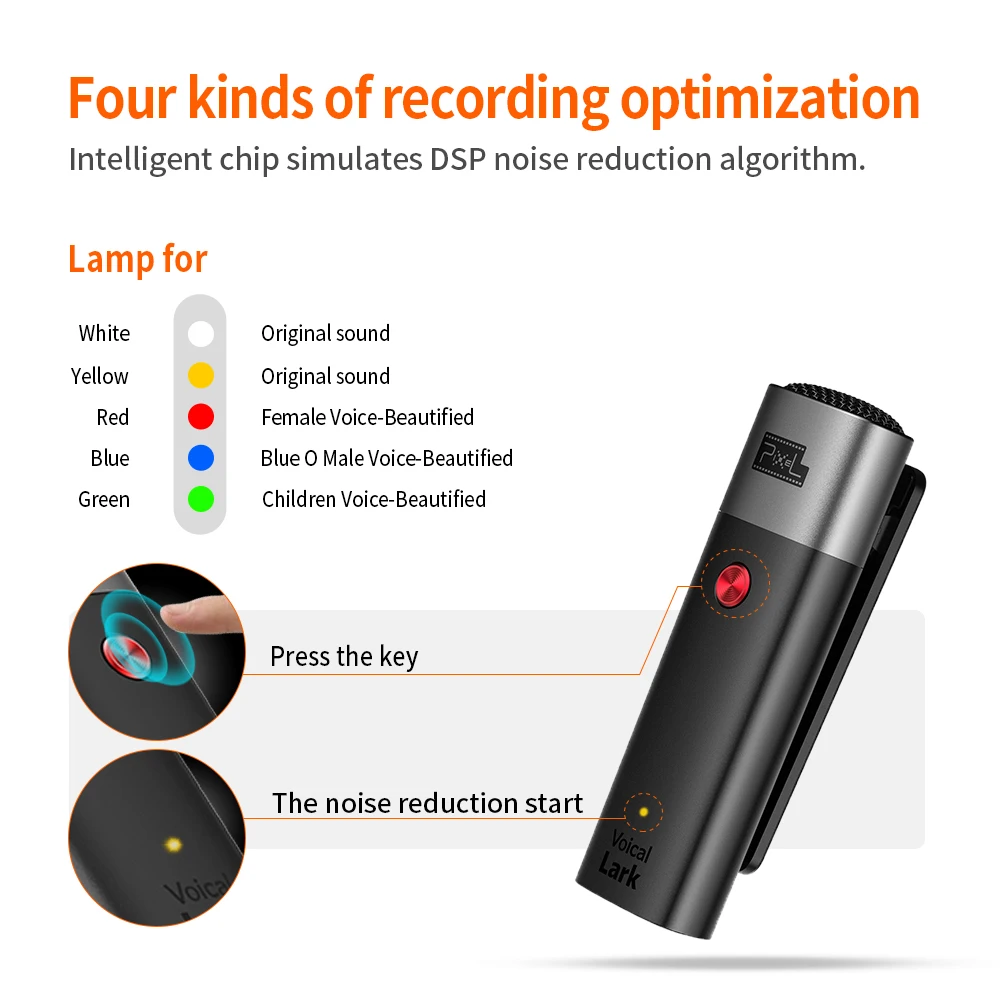 Pixel Wireless Lavalier Microphone Portable Video Recording Mic for iPhone Android Smartphone DSLR Camera Voical Lark