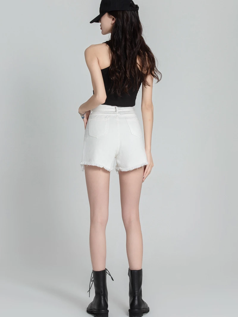 Denim Shorts Frauen gewaschen hohe Taille A-Linie zerrissen Sommer koreanische Mode hotsweet lässige Studenten ulzzang All-Match trend igen Chic