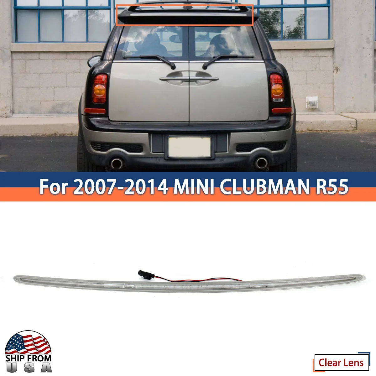 new High Mount Stop Light CHMSL Fit For 2007-2014 Mini Cooper R55 Clubman Clear Lens Third Brake Light 63252755613 Magickit