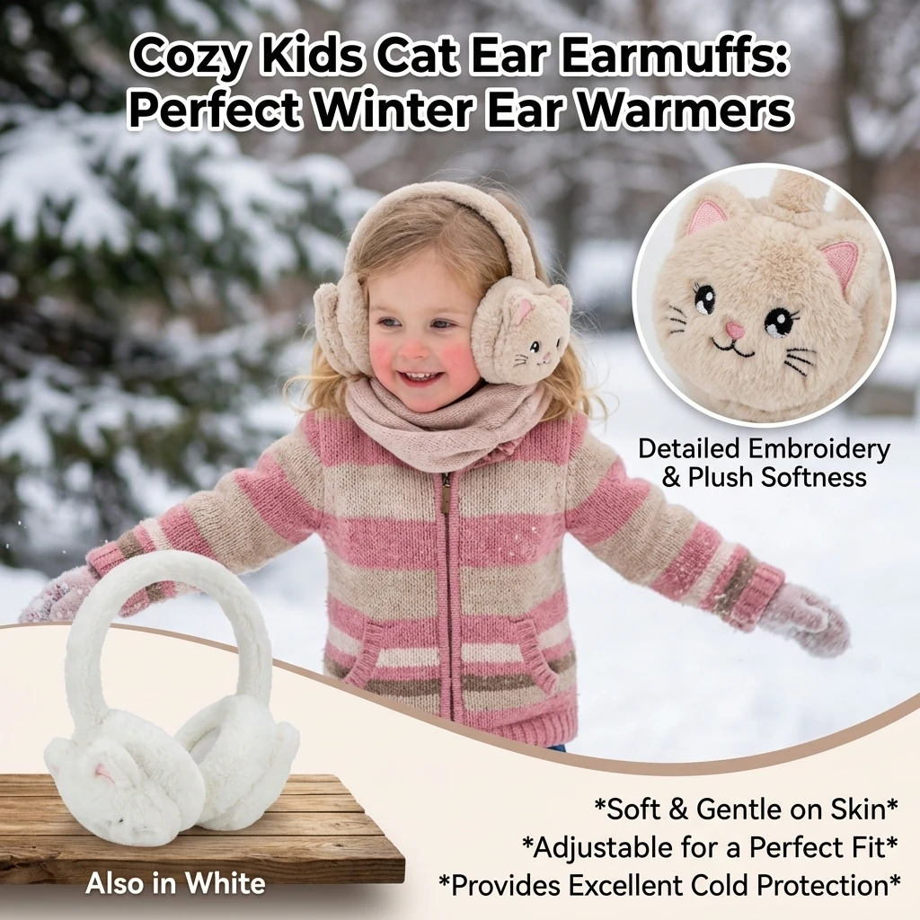 Cute Cartoon Cat Earflap Coldproof Thicken Ear Cover Soft Warm Plush Earmuffs for Women Girls