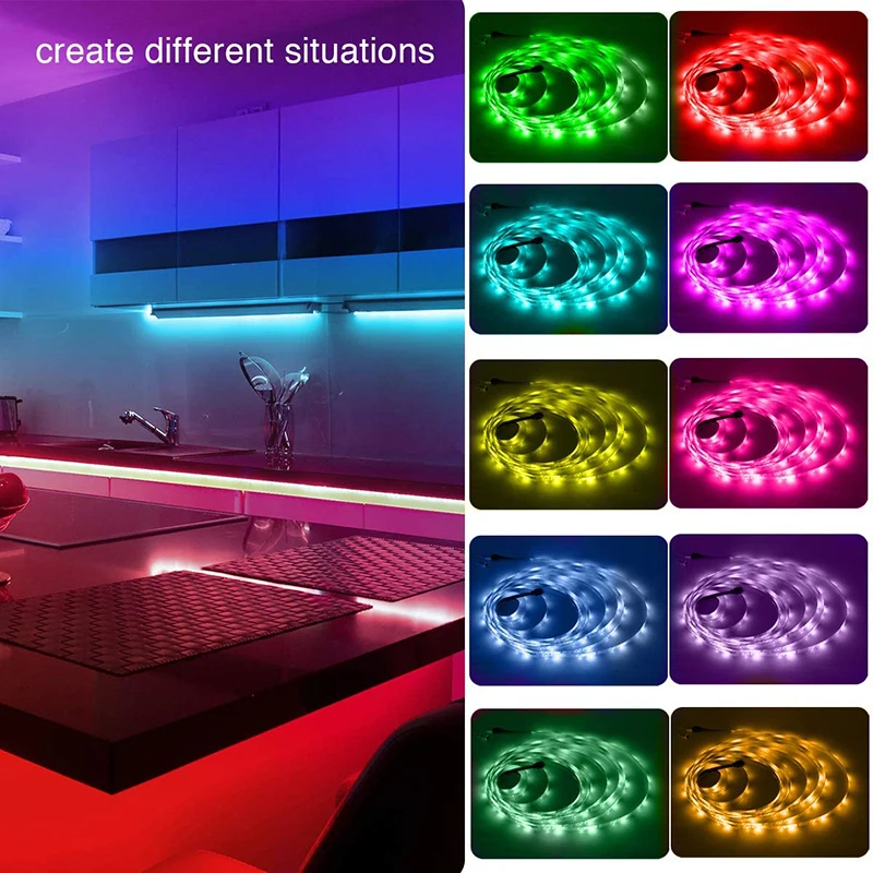 Taลma Bluetooth USB LED Strip Light 5050 SMD 5V USB RGB Lights Elastyczna taลma LED Lamp Ribbon RGB Samoprzylepna dioda TV Desktop
