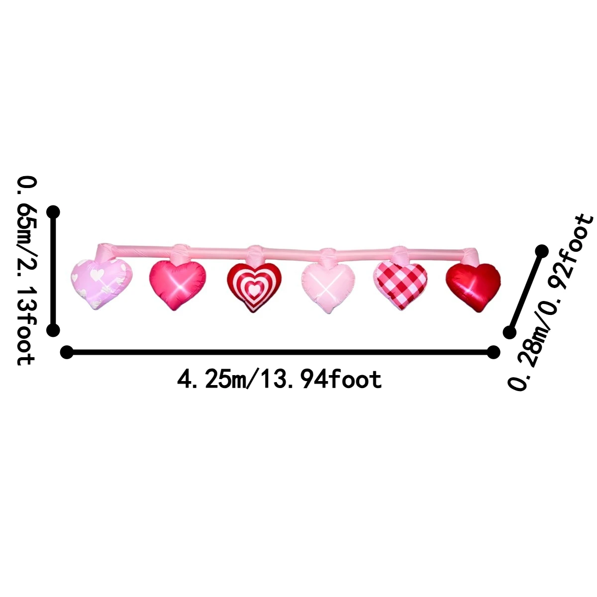 Valentine Inflatable Toys Heart String Banner Outdoor Holiday Decorations LED Light Wall Hanging Party Decor