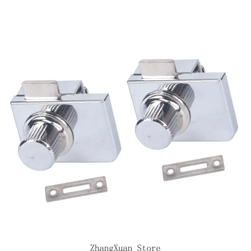 3XUF Glasschrank-Türschloss-Set ohne Bohren mit Drehknopf, Metall-Klemmbefestigung für Vitrinen und Weinschränke – Detail 7