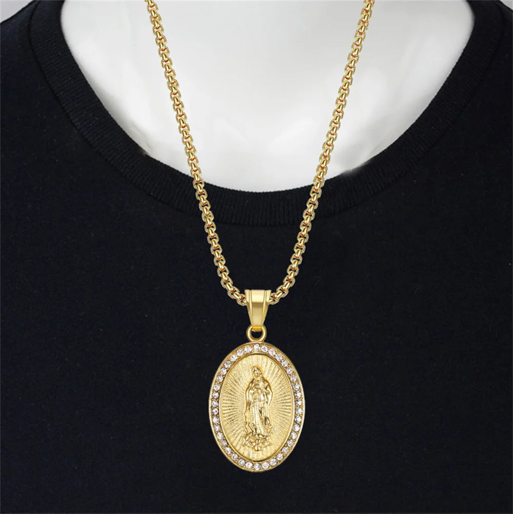 

Religious Our Lady Virgin Mary Pendant Female Gold Color Stainless Steel Madonna Necklace For Women Christian Jewelry Gift 2025