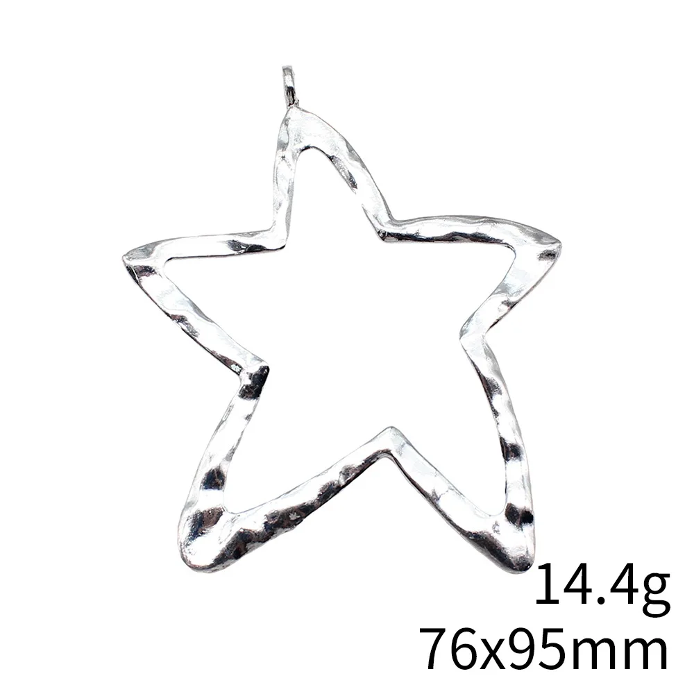 WYSIWYG 1 sztuk 76x95mm antyczne srebro kolor duża gwiazda Charms wisiorek wisiorek dla DIY tworzenia biżuterii komponenty rzemieślnicze — zdjęcie 5