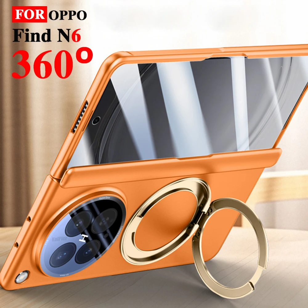 

Matte Skin feel Stand Cases For OPPO Find N6 5G 2026 Magnetic Flip Protection Glass Srceen Protector Holder Cover