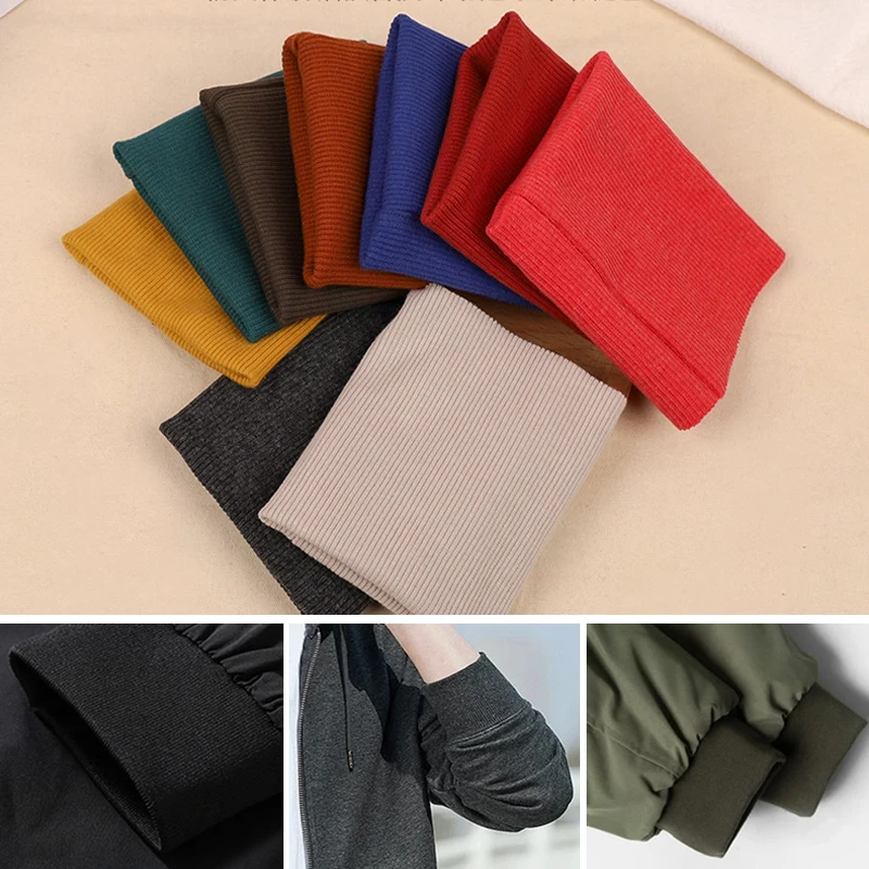 1PC Cotton Knitted Rib Fabric DIY Clothing Stretchy Threaded Leader Hem Lower Cuff Collar Pants Jacket Accessories Sewing