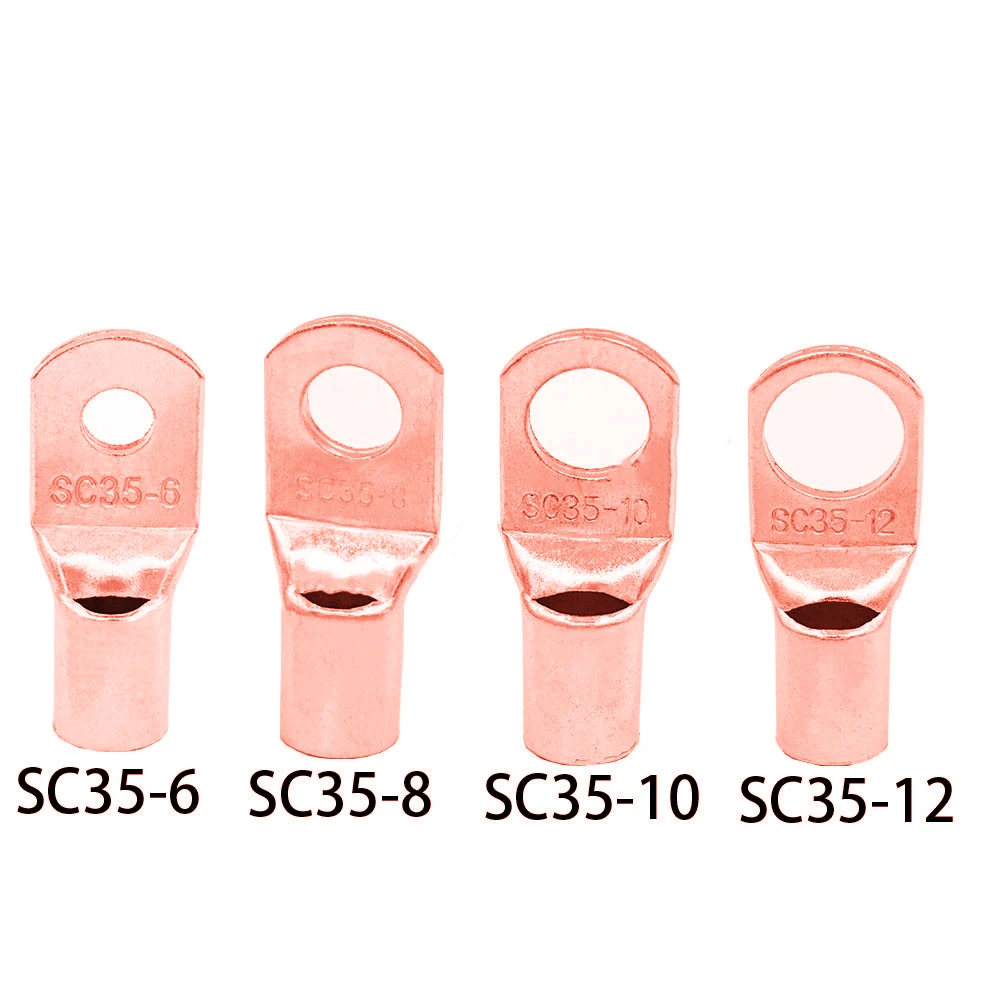

10PCS/5PCS SC35-6 35-8 35-10 35-12 Copper Cable Lug Kit Bolt Hole Tinned Cable lugs Battery Terminals copper nose Wire connector