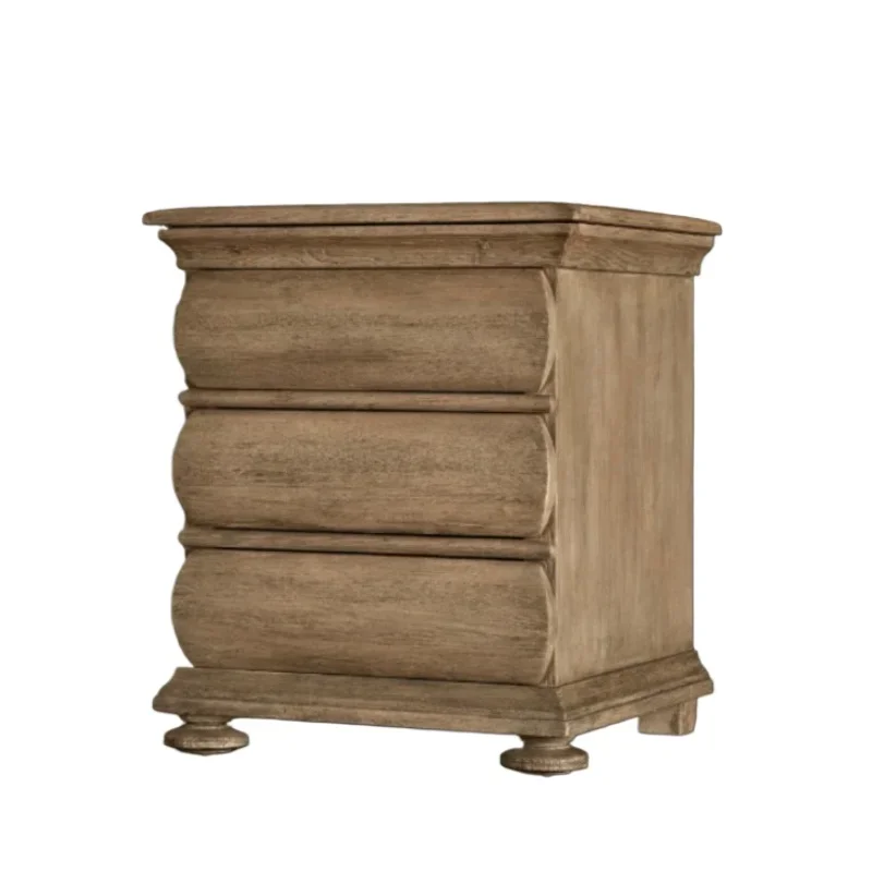

Furniture American minimalist villa bedside table, French rural retro solid wood edge few British classical