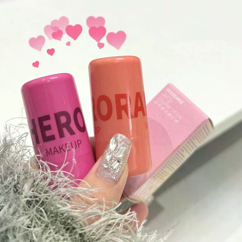 HERORANGE Jelly Blush Stick Brighten Cheek Rouge Dual Use Of Lips And Cheeks Blusher Waterproof Lasting Red Tint Cheek Color