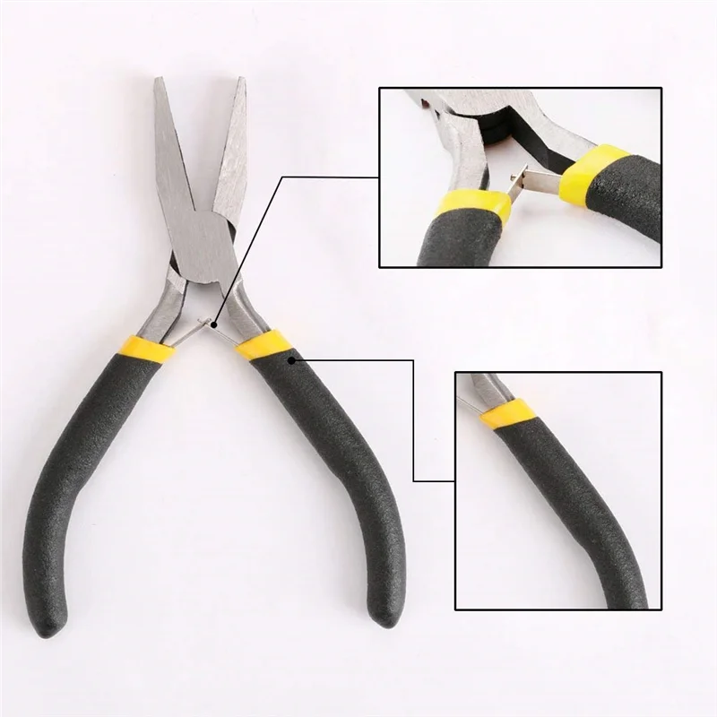 ABLL-8Pcs Mini Pliers Set, Long Nose With Teeth, Flat Jaw, Round Curve Needle Diagonal Nose Wire End Cutting Cutter Linesman Pli