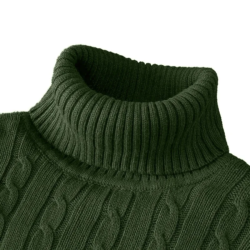 Autumn Men\'s Long Sleeve Knitted Sweaters Men\'s Slim Fit Turtleneck Sweater Casual Pullover Sweater Lightweight Ribbed Sweater