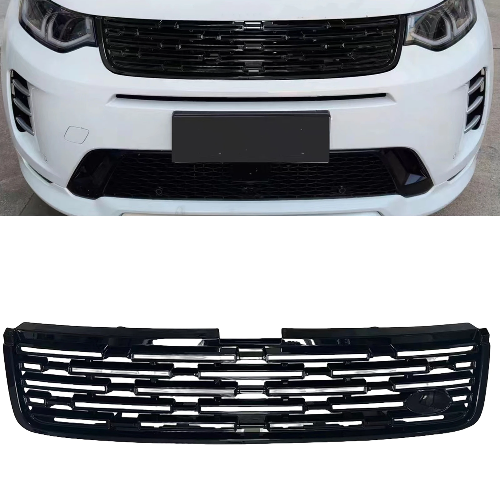 

For Land Rover Discovery Sport 2020-2024 Front Grille Racing Grills Black Car Upper Bumper Hood Mesh Grid