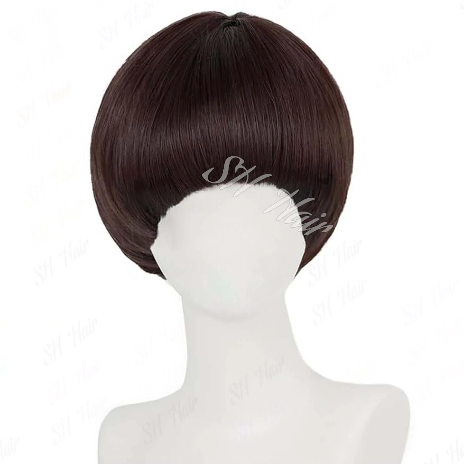 Men's Synthetic Short Black Bob Wig with Bangs