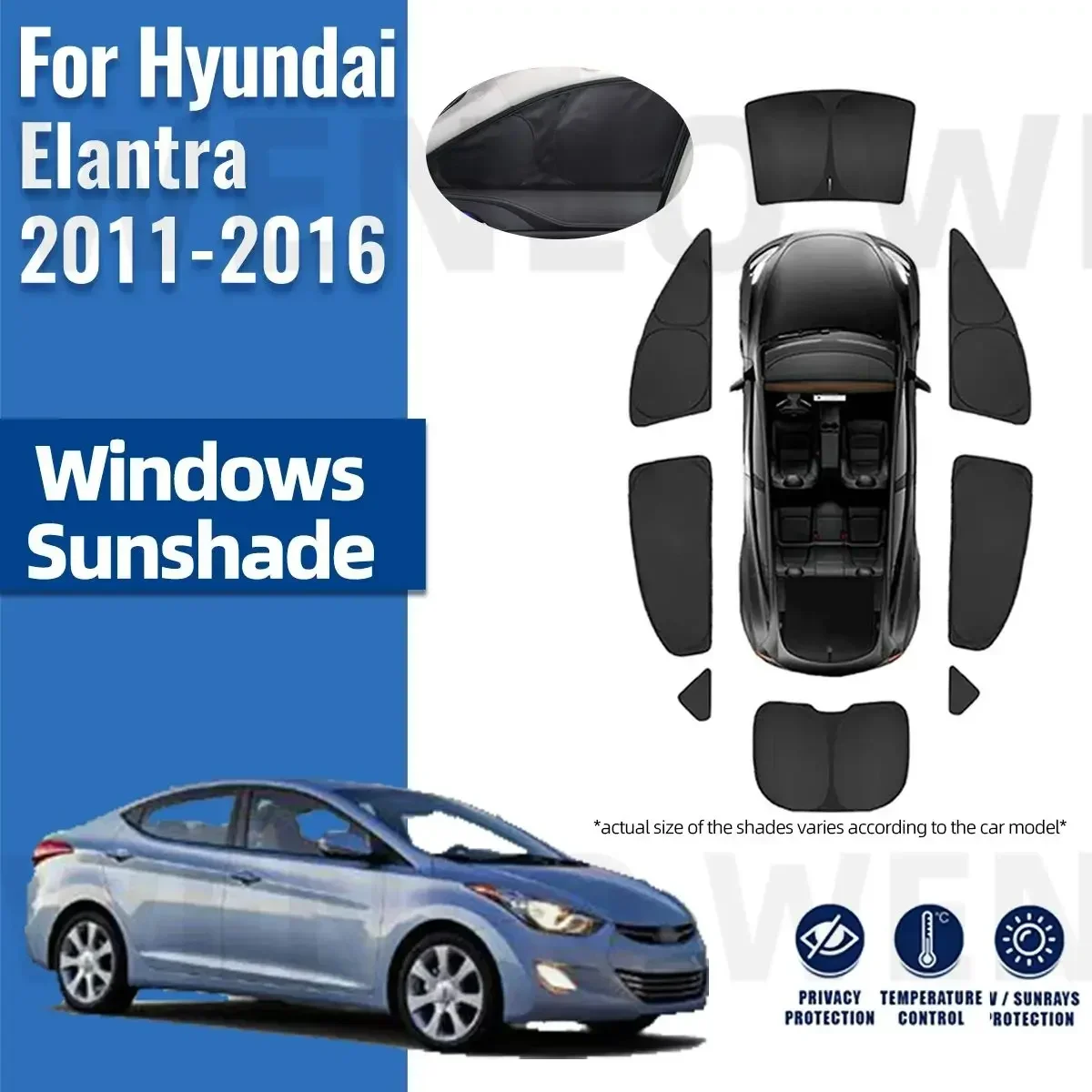 For Hyundai Elantra MD/UD 2011-2016 Full Cover Car Sunshade Shield Front Windshield Curtain Rear Side Baby Window Sun Shade