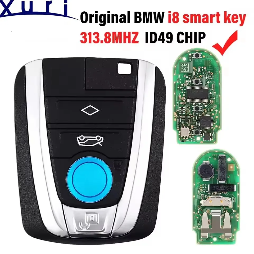 Xuri For BMW i3 i8 Car Original Smart Remote Key 314.0/434MHz ID:49CHIP keyless go CAS4 PCF-7953P 4Button FCC:NAG IDGNG3
