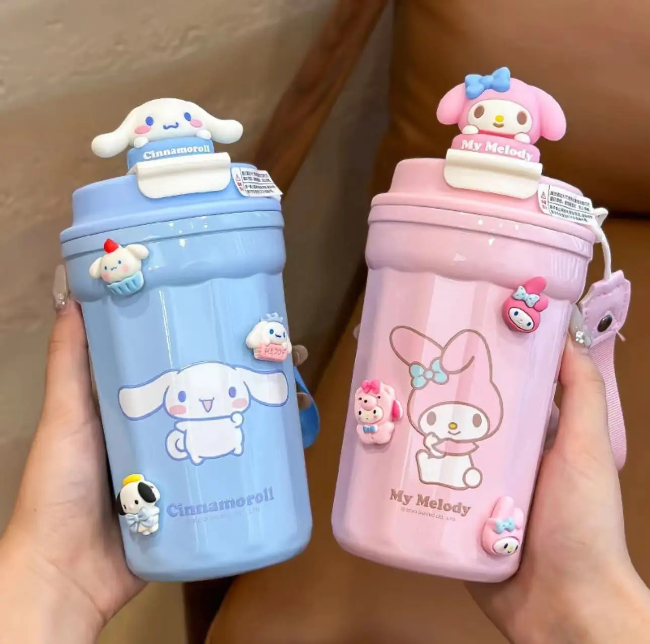 Sanrio My Melody Kuromi Thermos Cup 480ML Hello Kitty Stainless Steel Coffee Cups Travel Thermal Mug Leak-Proof Insulated Bottle