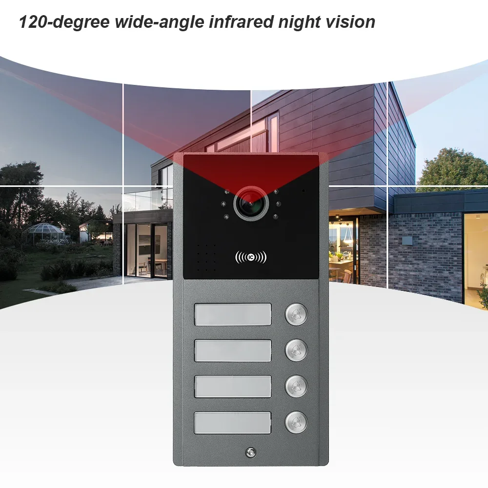 نظام هاتف باب فيديو ذكي 7 بوصة IPS يعمل باللمس 1080P HD كاميرا Tuya App التحكم عن بعد اتصال داخلي ثنائي الاتجاه لاسلكي خارجي #5