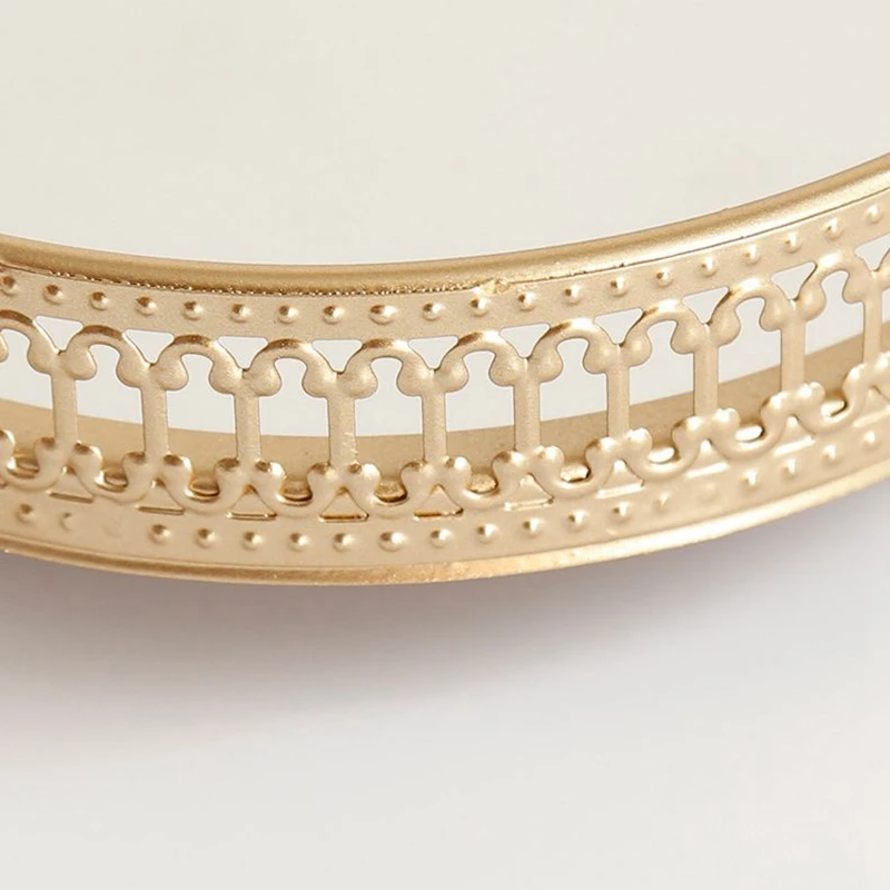 北欧ガラス金鉄トレイ、家庭用ライト、高級装飾、フルーツトレイ、化粧品、ジュエリー収納