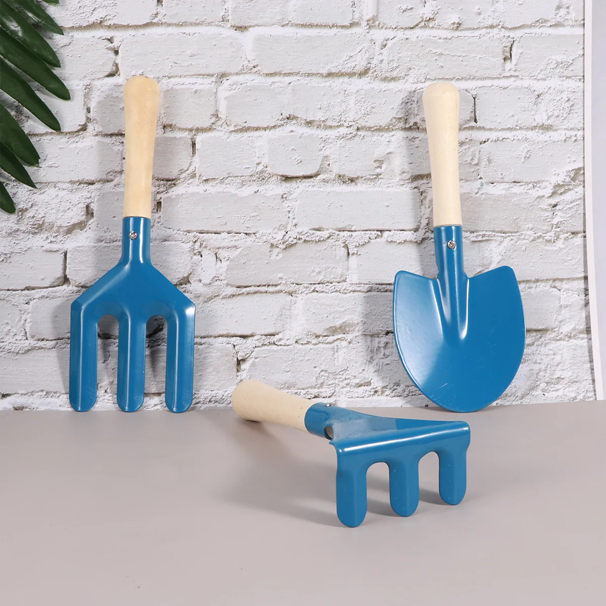 3-częściowy zestaw mini narzędzi ogrodniczych dla dzieci, niebieski, do bonsai, sadzenia w doniczkach, zabawy w piasku, grabienia, kopania, aktywności, zestaw do sadzenia roślin, dla dzieci