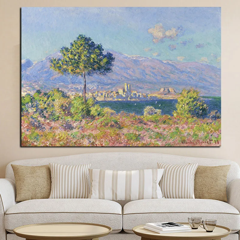 Print Canvas Art Claude Monet Antibes View from Notre Dame De Paris Landscape Oil Painting Poster Wall Picture for Living Room