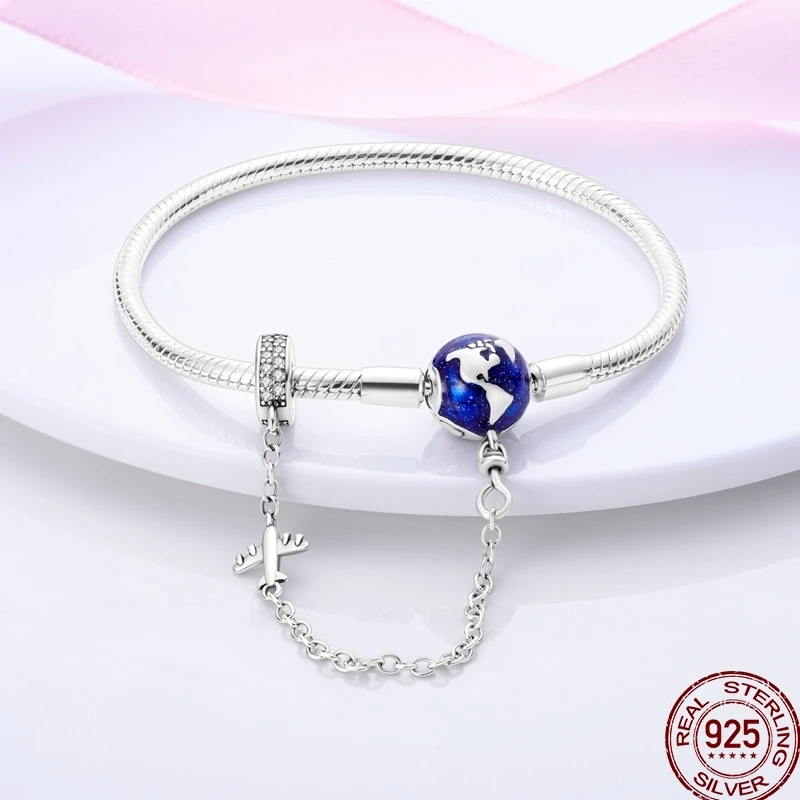 925 Sterling Silver 17-20CM Heart Shaped Star Moon Snowflake Butterfly Fit DIY Charms Birthday Jewelry Gift Bracelets Fit Women