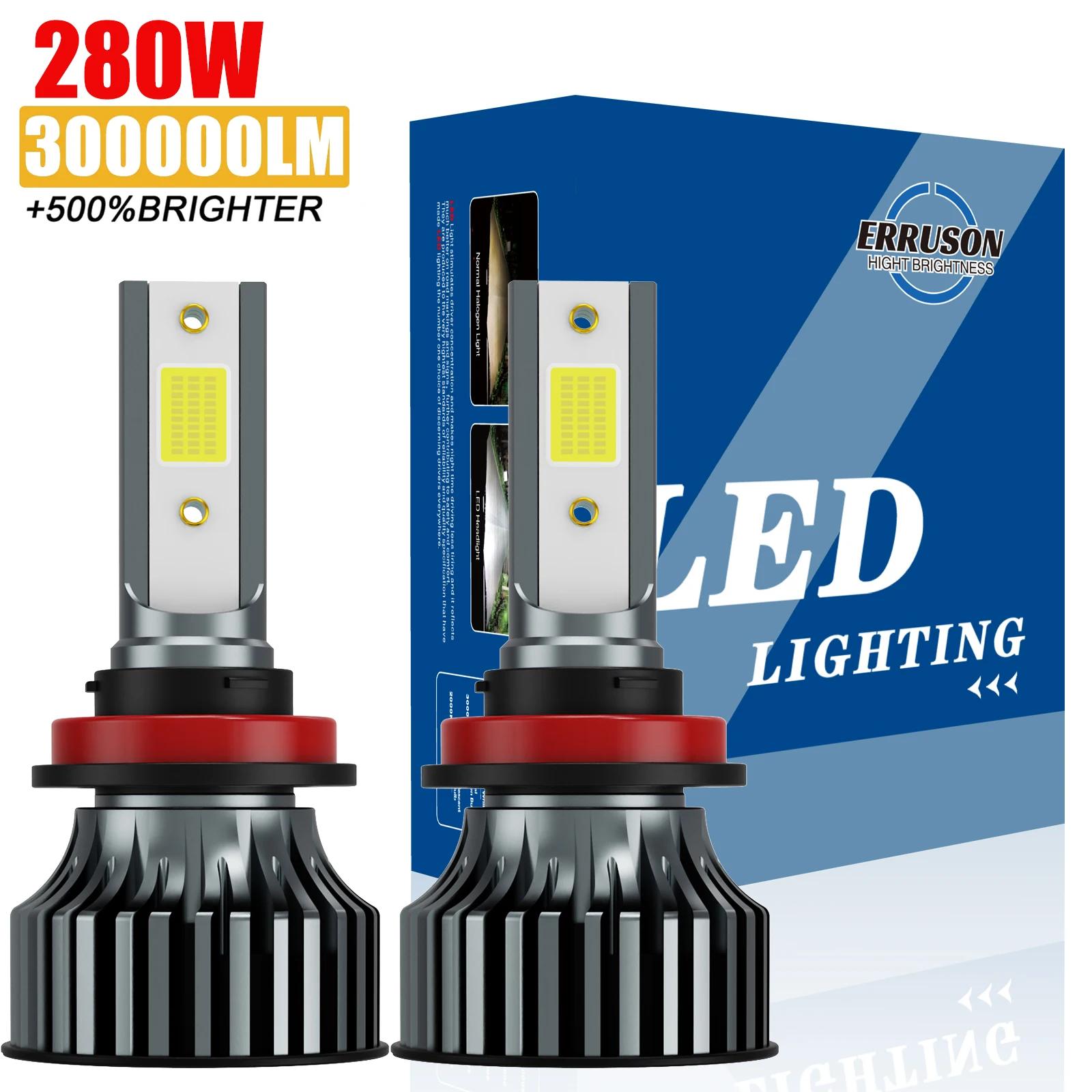 

Erruson 280W 300000LM H11 H4 Hi/Lo H1 H3 H7 COB LED H11 9005 9006 9012 Car Headlight Bulbs Car Fog Light 12V Auto Headlamps