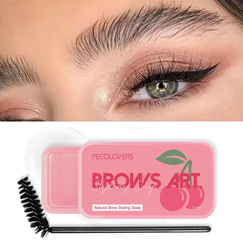 Jabón para cejas transparente 3D con cepillo, frutado Natural, resistente al agua, de larga duración, Gel de estilismo para cejas, cera de estilismo, maquillaje para cejas