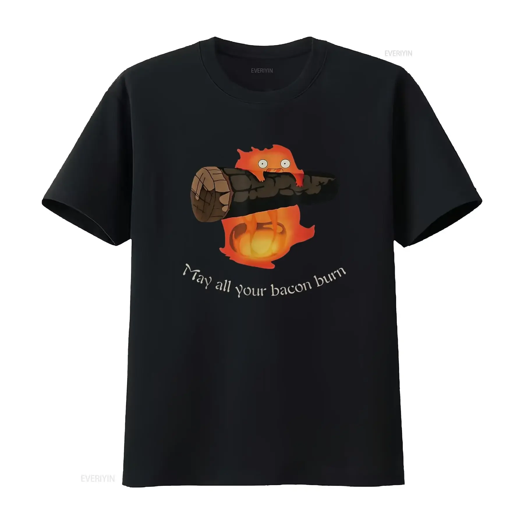 تي شيرت Calcifer May All Your Bacon Burn الجمالي تي شيرت عتيق مغسول كاجوال للجنسين متعدد الاستخدامات قليلاً للارتداء اليومي #1