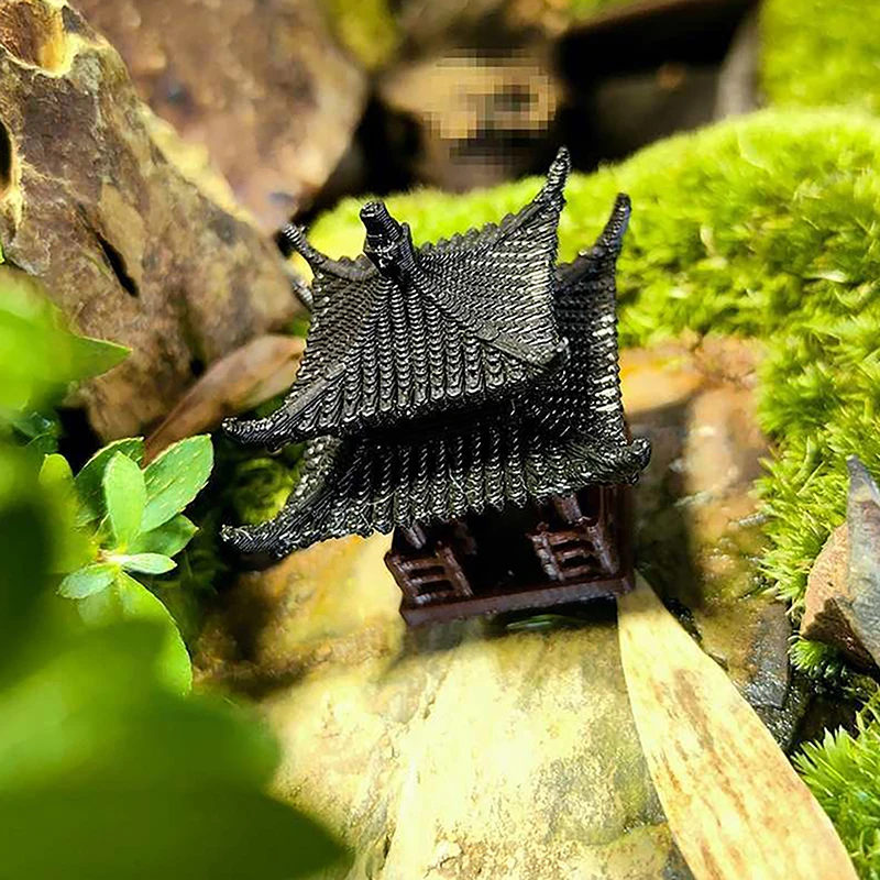 Mini Pagoda Statue Fairy Garden Decor Pavilion Hexagon Asian Exotic Environments Flower Vase Aquarium Dollhouse Decor For