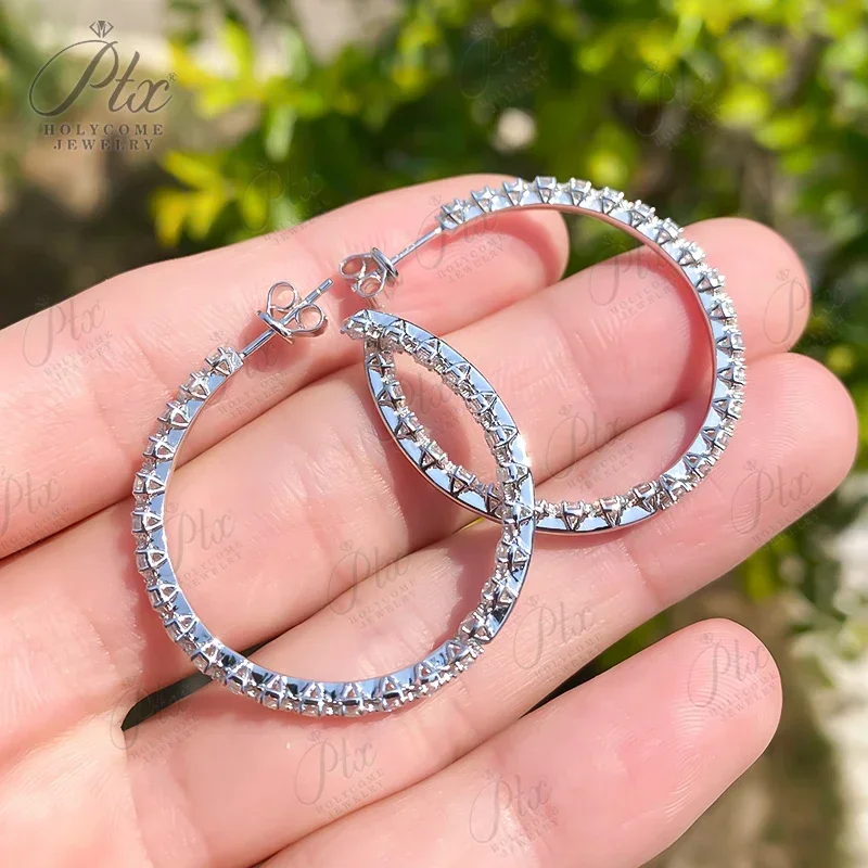 

Full Moissanite Hoop Earrings 2.5mm 925 Sterling Silver D Color Jewelry for Women White Rose Yellow Gold Plated Diamond Earrings