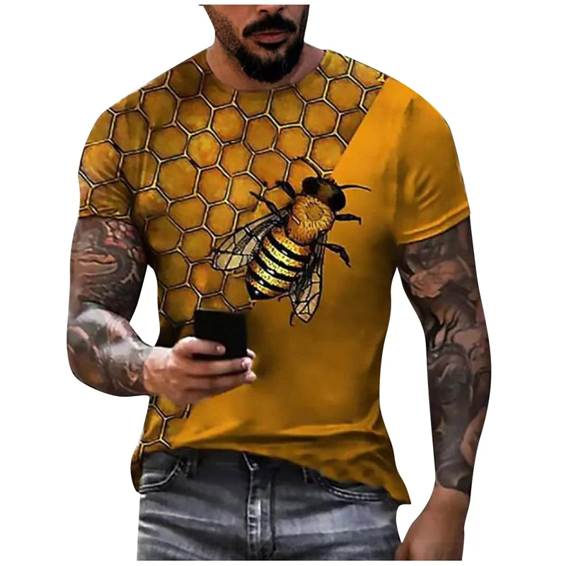 Honey Bee 3D Print T-shirt  Men\'s Clothing New Arrived Summer O Neck Short Sleeve Loose Tops Funny T Shirt High Quality Tees