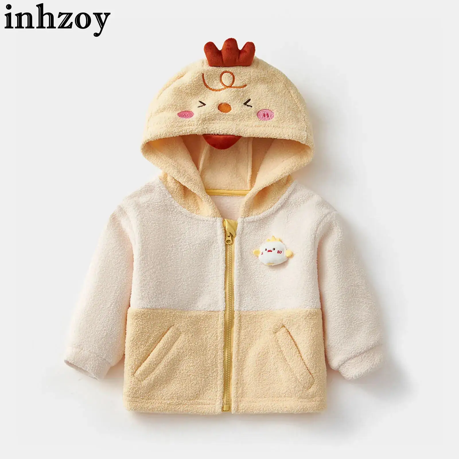 

Детская зимняя теплая флисовая куртка с капюшоном и милыми животными, пальто с длинными рукавами на молнии, повседневные толстовки с капюшоном, верхняя одежда для уличной домашней одежды