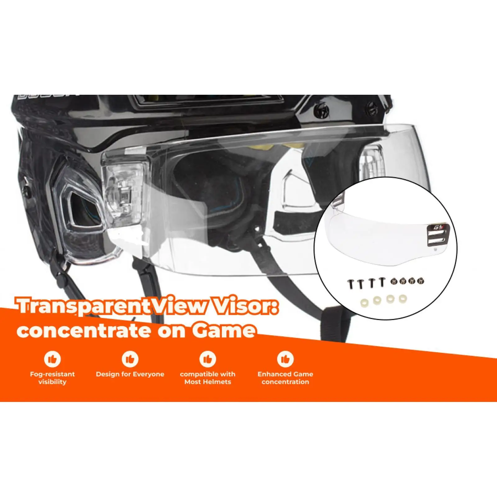 Quality Polycarbonate Ice Hockey Face Shield Anti-scratch Hockey Visor for Ice Hockey Helmet