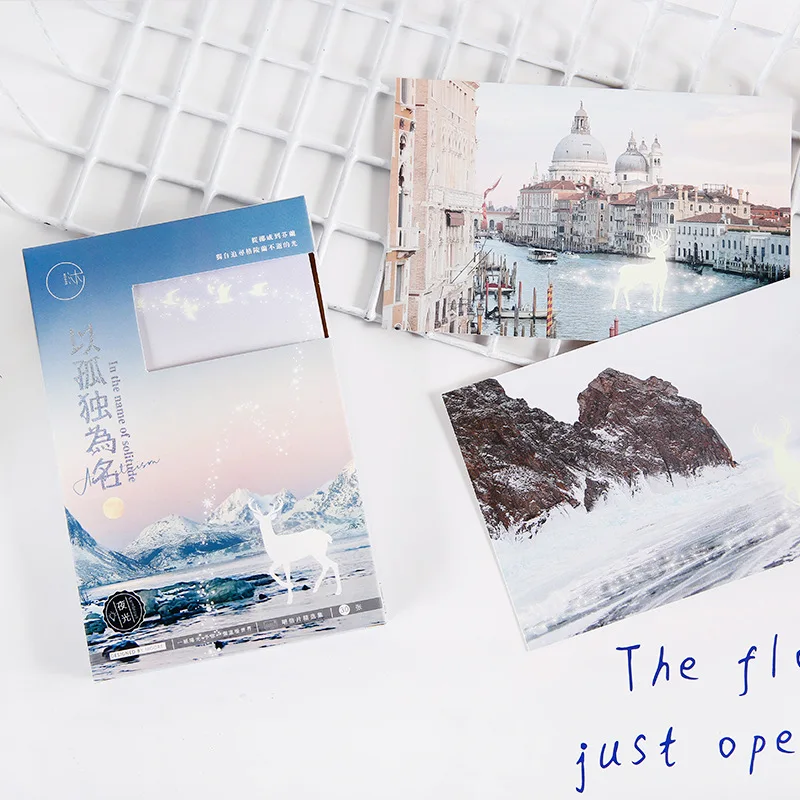30 Pcs/Set In The Name Of Solitude Series Postcard Creative Landscape illustration INS Style Greeting Cards Gift Message Card