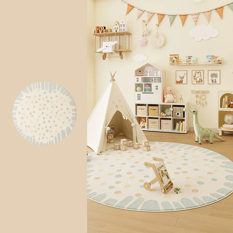 

Round Carpets For Living Room Soft Cute Children's Bedroom Rugs Home Decoration Plush Letters Floor Mat 거실원형러그 Alfombra Redonda