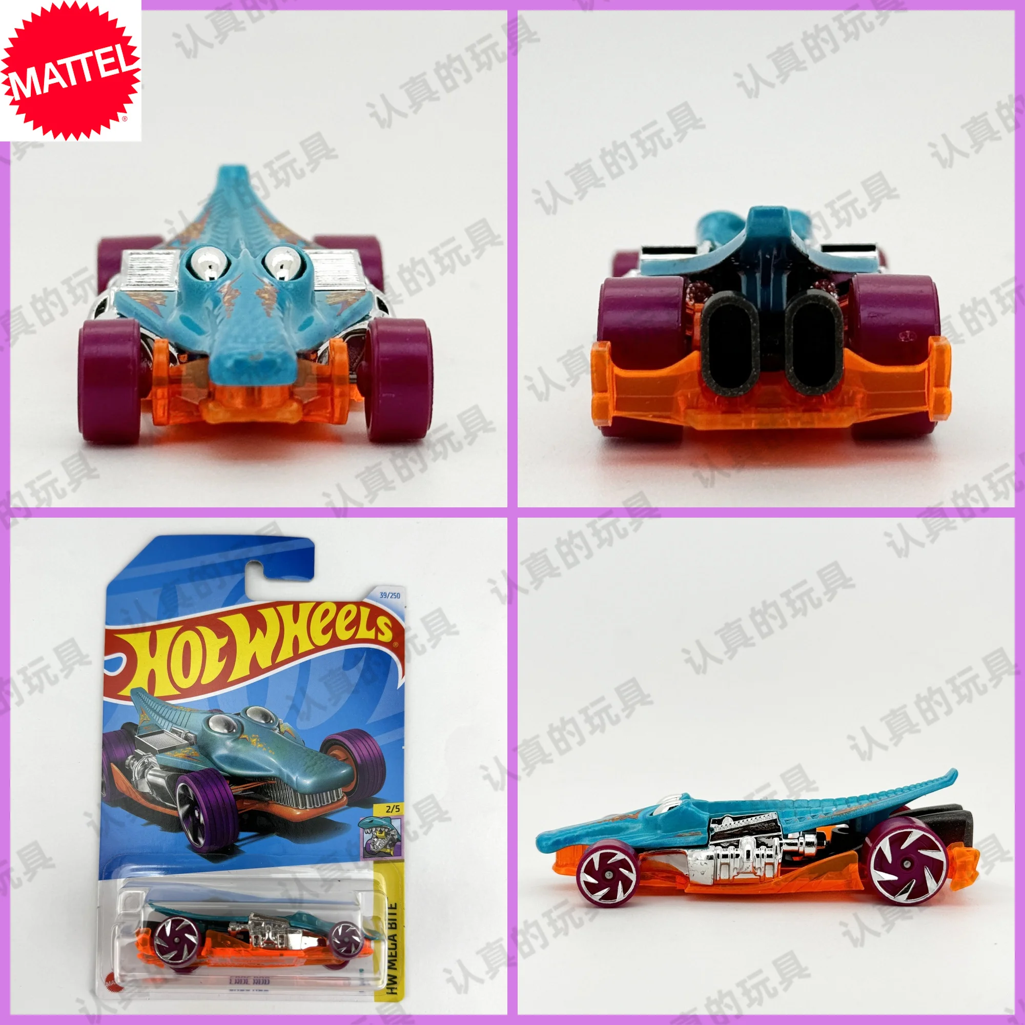 Mattel Hot Wheels Let\'s Race CROC ROD Car 39 HW MEGA BITE 1/64 Diecast Vehicle Model Toys for Boys Gift