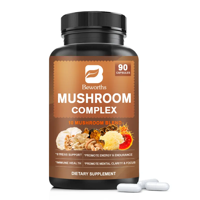 

BEWORTHS Organic Lion's Mane Mushroom Capsules with Reishi Mushroom Energy and Immune Supplements Brain Focus and Memory Health