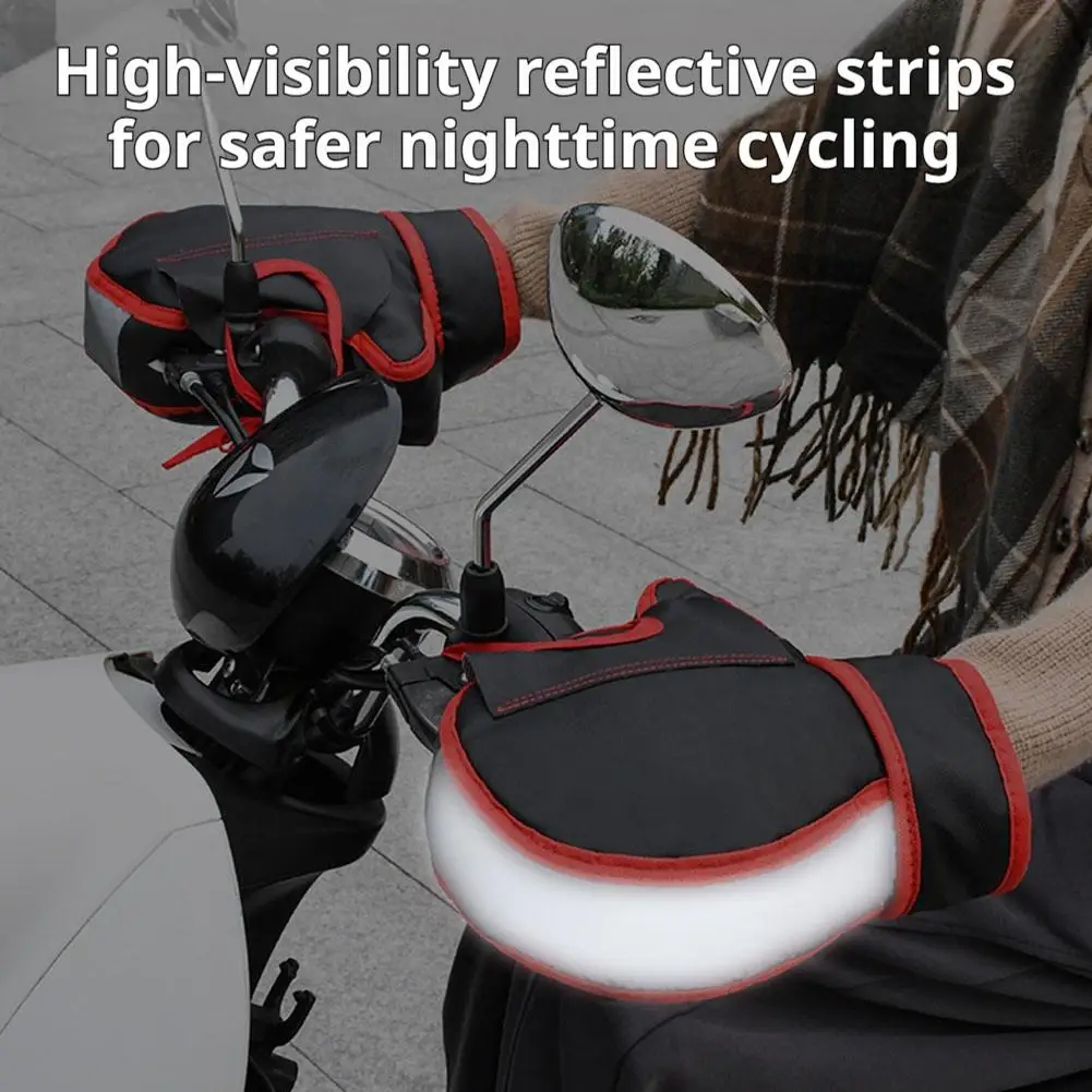 Winter-Motorrad-Lenkerhandschuhe, wasserdicht, mit dicker Fleece-Fütterung, reflektierende, warme Handschuhe für E-Bike-Fahrten. – Detail 11
